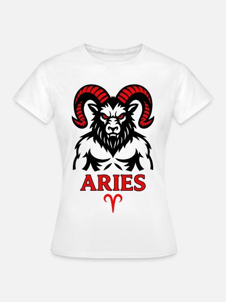 Signe du zodiaque Bélier avec symbole de cornes - T-shirt Femme - blanc