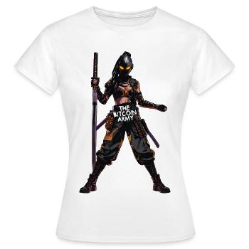 Bitcoin Bazooka - L’Armée Bitcoin - Samurai 03 - T-shirt Femme - blanc - Devant - AI Model Female 172 dark (172cm)