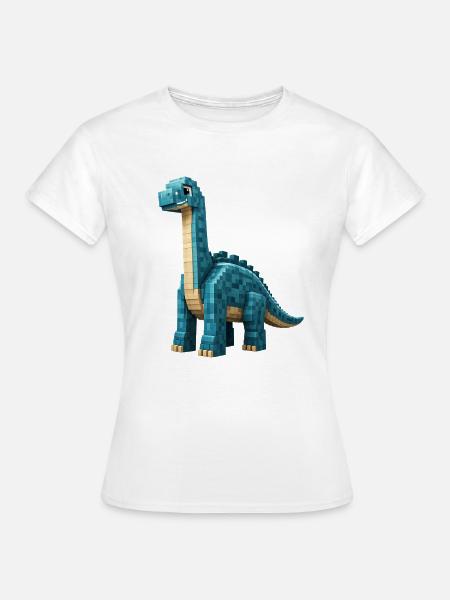 Pixel Brontosaurus - Frauen T-Shirt - Weiß