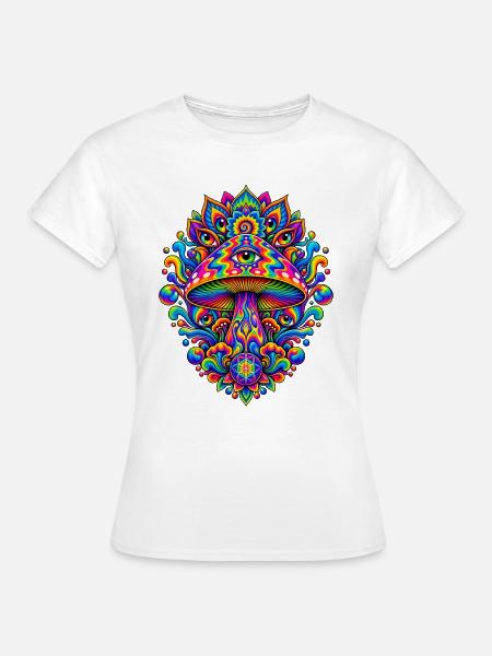 Psychedelischer Augenpilz Mandala - Frauen T-Shirt - Weiß
