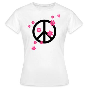 Peace Flowers Love Freedom Symbol Summer Hippie - Women's T-Shirt - white - Front - AI Model Female 172 dark (172cm)