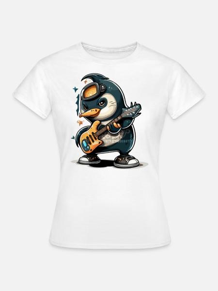 Rocker-Pinguin - Frauen T-Shirt - Weiß