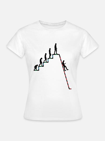 Evolution Richtung Abgrund - Frauen T-Shirt - Weiß