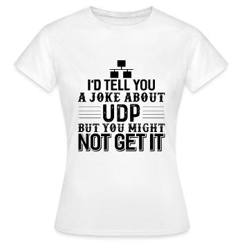 Informatik UDP Witz - Frauen T-Shirt - Weiß - Vorne - AI Model Female 172 dark (172cm)