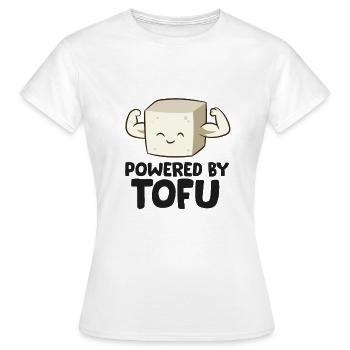 Powered By Tofu Vegan Vegetarian Love Tofu - T-shirt Femme - blanc - Devant - AI Model Female 172 dark (172cm)