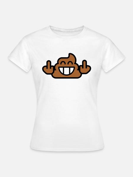 Emoji Poep Stinkfingers 3c - Dame-T-shirt - hvid
