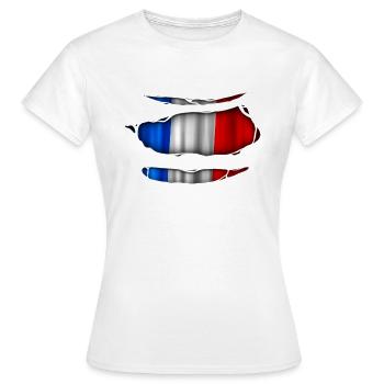 France flag torn 017 - Women's T-Shirt - white - Front - AI Model Female 172 dark (172cm)