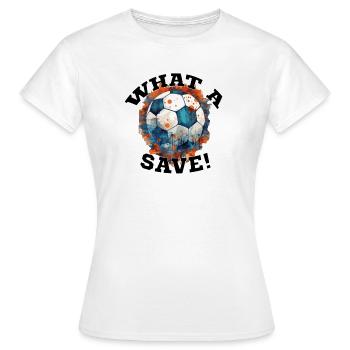 Balle de football - Quelle sauvegarde! - T-shirt Femme - blanc - Devant - AI Model Female 172 dark (172cm)