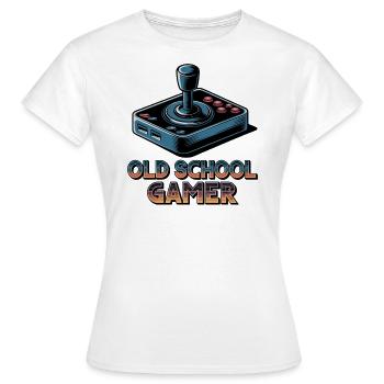 Old School Gamer – Joystick rétro - T-shirt Femme - blanc - Devant - AI Model Female 172 dark (172cm)