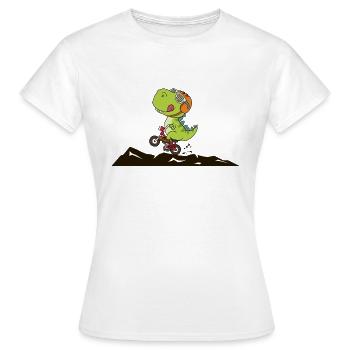 Cool dinosaur rides bike - Women's T-Shirt - white - Front - AI Model Female 172 dark (172cm)