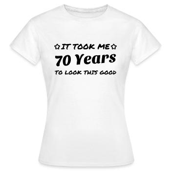 70 / anniversaire / Sport / Fête / soixante dix - T-shirt Femme - blanc - Devant - AI Model Female 172 dark (172cm)