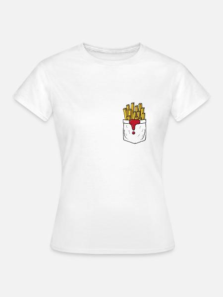 Pommes Frittes Brusttasche - Frauen T-Shirt - Weiß