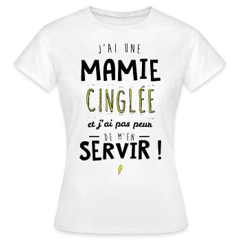 J'ai une mamie cinglée et je peux m'en servir - T-shirt Femme - blanc - Devant - AI Model Female 172 dark (172cm)