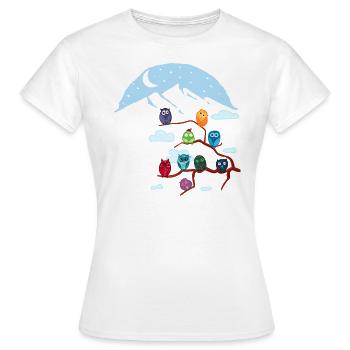 Conception graphique de paysages de montagne « Owl Conference » - T-shirt Femme - blanc - Devant - AI Model Female 172 dark (172cm)