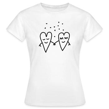 Valentin Amour Coeurs Couple Relation petite amie - T-shirt Femme - blanc - Devant - AI Model Female 172 dark (172cm)