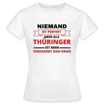 Thüringen Thüringer Bratwurst Bundesland Spruch - Frauen T-Shirt - Weiß - Vorne - AI Model Female 172 dark (172cm)