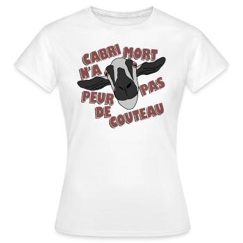 Cabri mort is not afraid of a knife - Women's T-Shirt - white - Front - AI Model Female 172 dark (172cm)