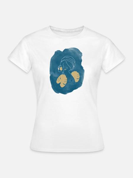 Frau mit Turban Line Art - Dame-T-shirt - hvid