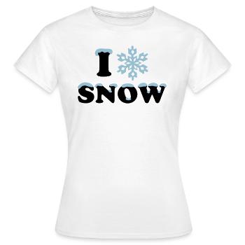 Schnee Winter, I LOVE, Schneeflocke, Apres Ski, - Frauen T-Shirt - Weiß - Vorne - AI Model Female 172 dark (172cm)