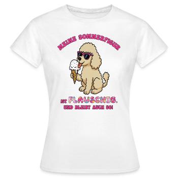 Süßes Pudelmotiv mit Eiswaffel, Urlaubsmotiv - Frauen T-Shirt - Weiß - Vorne - AI Model Female 172 dark (172cm)