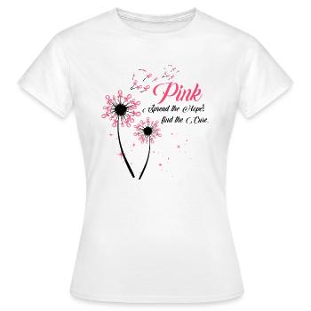 Ruban rose Pissenlit Sensibilisation au cancer du sein - T-shirt Femme - blanc - Devant - AI Model Female 172 dark (172cm)