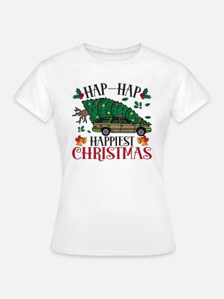 Happiest Christmas Tree Carrying Truck - Frauen T-Shirt - Weiß
