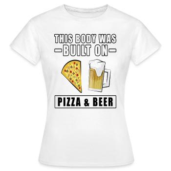 Ce corps a été construit sur la bière à pizza - T-shirt Femme - blanc - Devant - AI Model Female 172 dark (172cm)