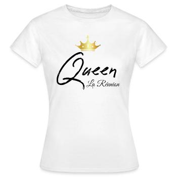 Queen La Réunion Cadeau Femme Réunionnaise - T-shirt Femme - blanc - Devant - AI Model Female 172 dark (172cm)