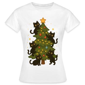 Katzen, die Weihnachtsbaum dekorieren – spaßiges Design - Frauen T-Shirt - Weiß - Vorne - AI Model Female 172 dark (172cm)