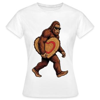 Sasquatch mit Holzherz - Frauen T-Shirt - Weiß - Vorne - AI Model Female 172 dark (172cm)