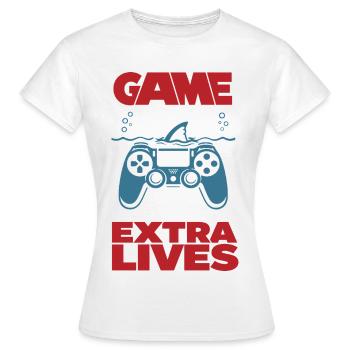 Game Over Vies Extras Gamer Spruch - T-shirt Femme - blanc - Devant - AI Model Female 172 dark (172cm)