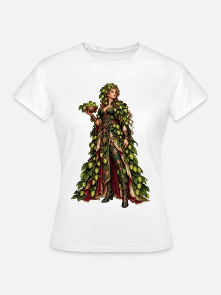 Blätterglanz Göttin im Blattenkleid - Frauen T-Shirt - Weiß