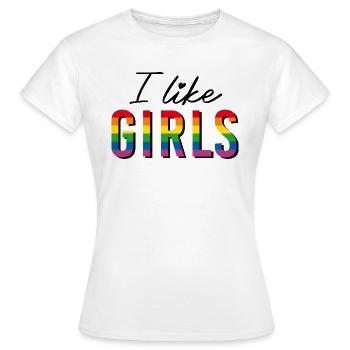 LGBTQIA+ I like girls rainbow flag lesbian - Women's T-Shirt - white - Front - AI Model Female 172 dark (172cm)