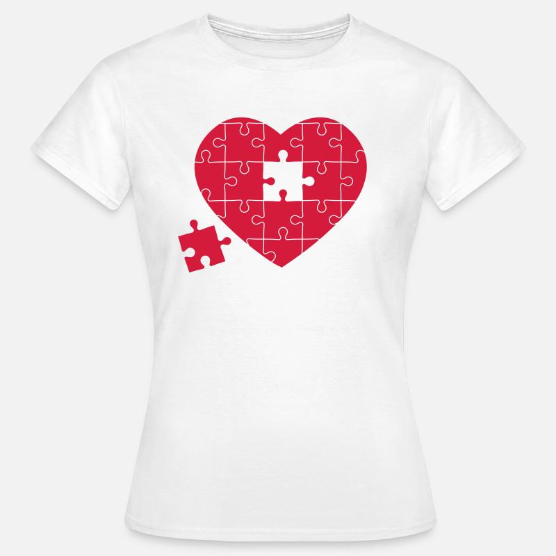 Puzzleherz - Frauen T-Shirt - Weiß