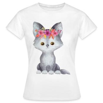Loups animal enfant des animaux bébé fleur couronne - T-shirt Femme - blanc - Devant - AI Model Female 172 dark (172cm)