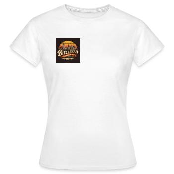 Bielefeld Merge – BUSE en design urbain - T-shirt Femme - blanc - Devant - AI Model Female 172 dark (172cm)