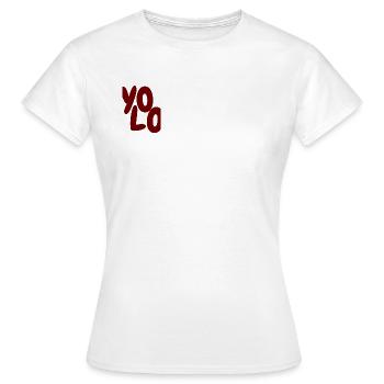 YoLo Saying - Design Y2K streetwear universitaire - T-shirt Femme - blanc - Devant - AI Model Female 172 dark (172cm)
