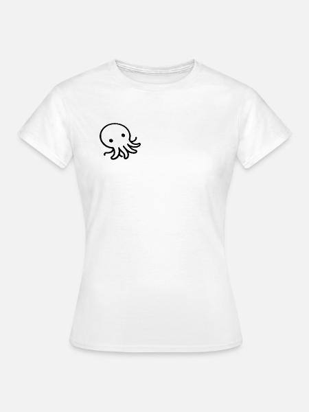 Liegender Oktopus One Line Meeresmotiv - Frauen T-Shirt - Weiß