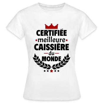 Certifiée meilleure caissière du monde, noël - T-shirt Femme - blanc - Devant - AI Model Female 172 dark (172cm)