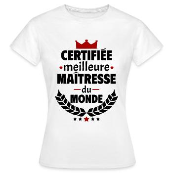 Certifiée meilleure maîtresse du monde, noël - T-shirt Femme - blanc - Devant - AI Model Female 172 dark (172cm)