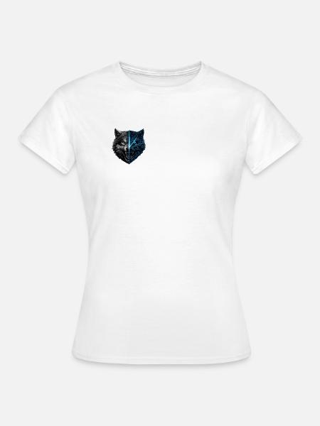 Neon-Hybrid-Wolfsschild - Frauen T-Shirt - Weiß