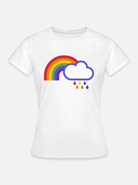 Regenbogen mit Wolke - Frauen T-Shirt - Weiß