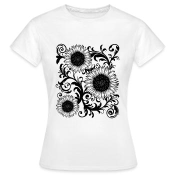 Baroque Esthétique Tournesol Motif Dark Academia - T-shirt Femme - blanc - Devant - AI Model Female 172 dark (172cm)