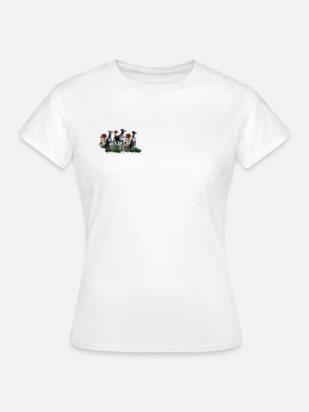 Galgos & Sonnenblumen im Garten - Frauen T-Shirt - Weiß