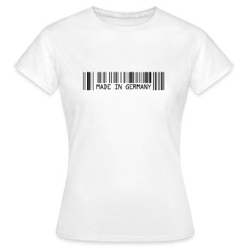Fabriqué en Allemagne - Deutschland - Code-barres - Strichco - T-shirt Femme - blanc - Devant - AI Model Female 172 dark (172cm)