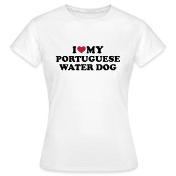 Portugiesischer Wasserhund - Frauen T-Shirt - Weiß - Vorne - AI Model Female 172 dark (172cm)