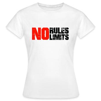 PAS DE RÈGLES, PAS DE LIMITES - T-shirt Femme - blanc - Devant - AI Model Female 172 dark (172cm)