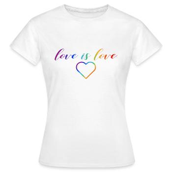 L’amour, c’est l’amour ! Déclaration Gay Pride LGBTQI+ - T-shirt Femme - blanc - Devant - AI Model Female 172 dark (172cm)