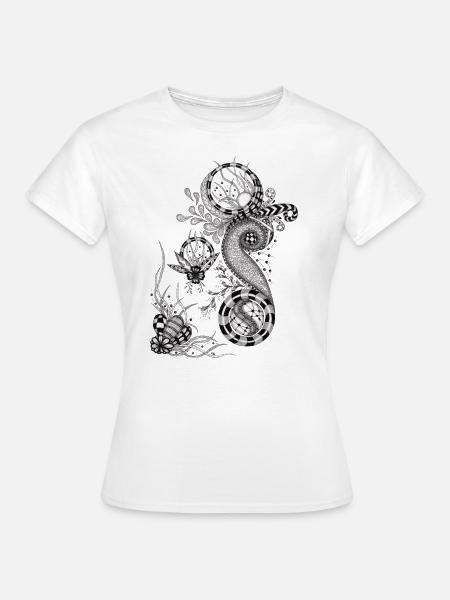 Florale Tangle Zeichnung - Frauen T-Shirt - Weiß