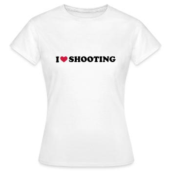 I Love Shooting - Frauen T-Shirt - Weiß - Vorne - AI Model Female 172 dark (172cm)